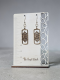 Floral Framed Wooden Dangle  Earrings