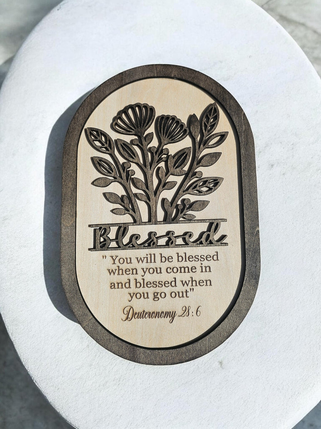 "Blessed" Deuteronomy 28:6 Layered Wooden Wall Decor