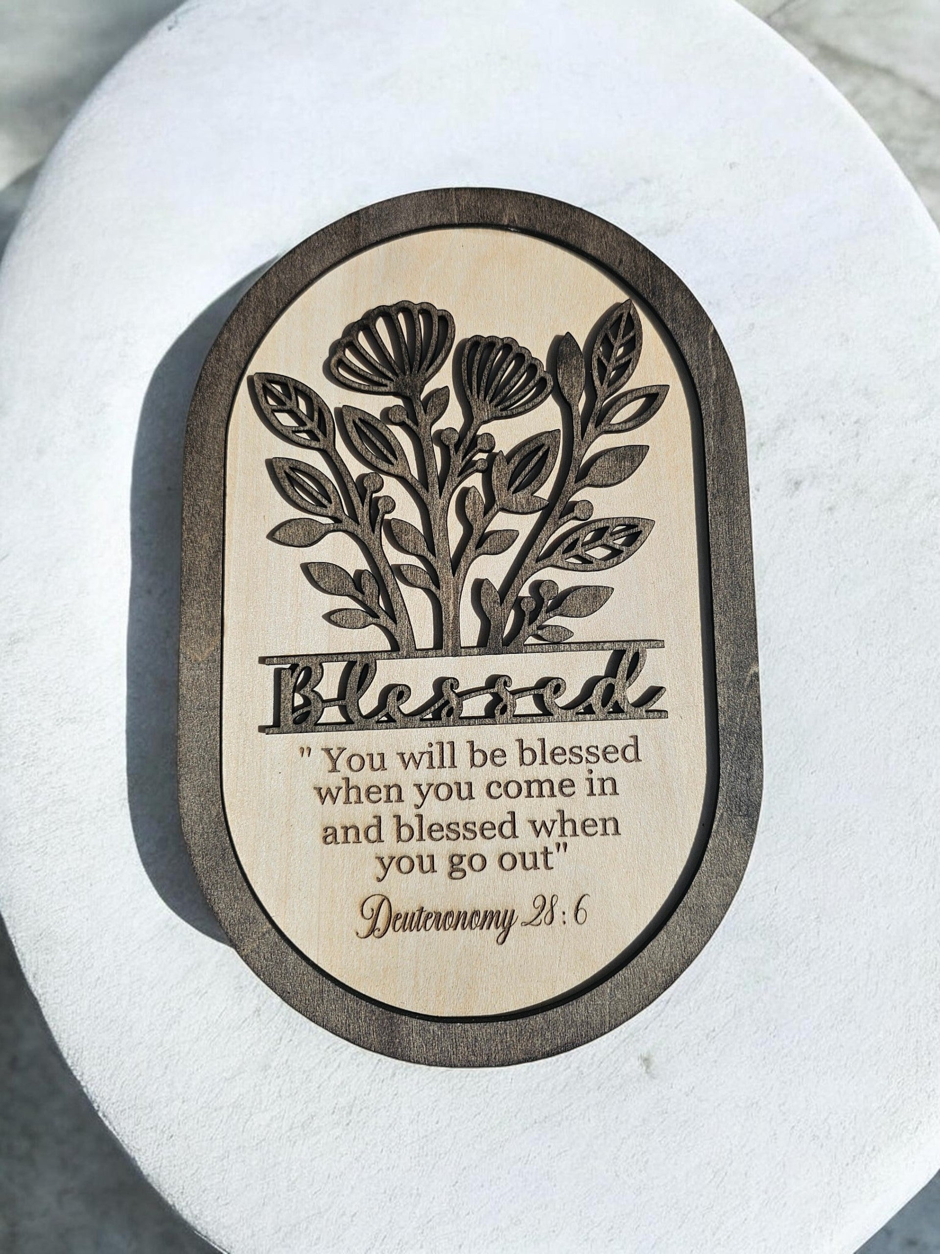 "Blessed" Deuteronomy 28:6 Layered Wooden Wall Decor