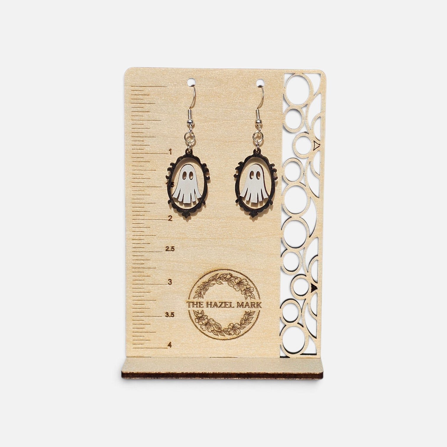 Spooky Portrait Ghost Wooden Dangle Earrings