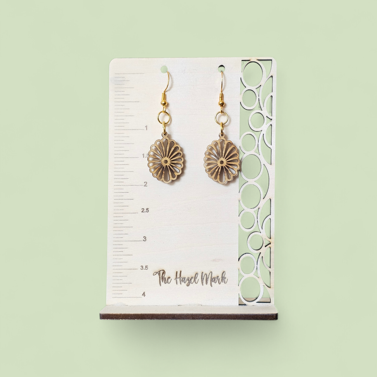 Laser-Cut Sunburst Petal Wood Earrings