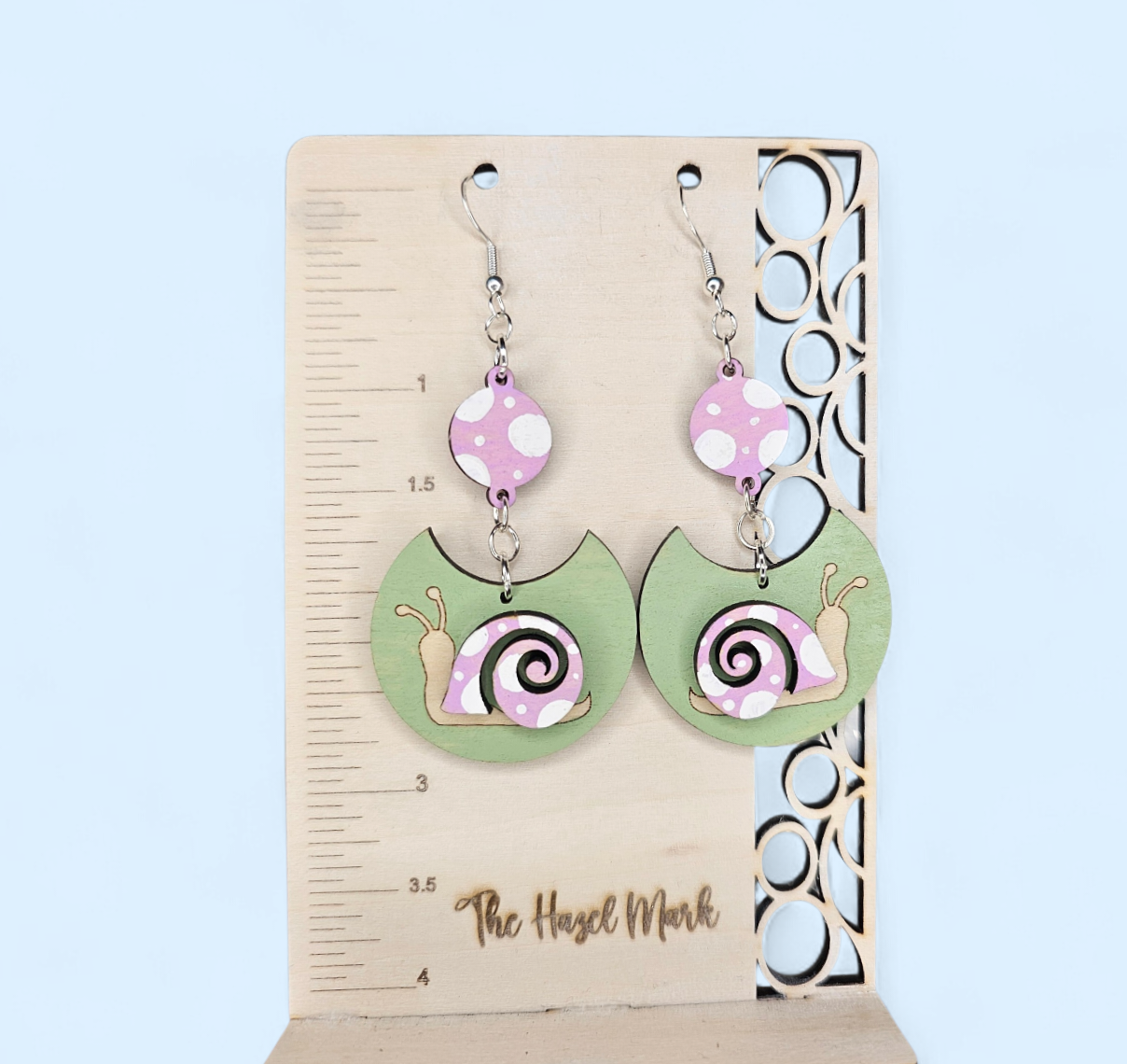 Pink Polka-Dot Snail Earrings