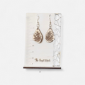 Engraved Pinecone Wooden Teardrop Earrings