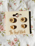 Engraved Palm Leaf & Honeybee Wood Stud Set