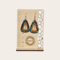 Abalone Shell Inlay Triangular Wooden Dangle Earrings