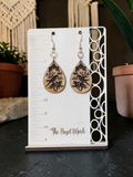 Raven Teardrop Wooden Dangle Earrings