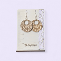 Floral Wooden Medallion Dangle Earrings