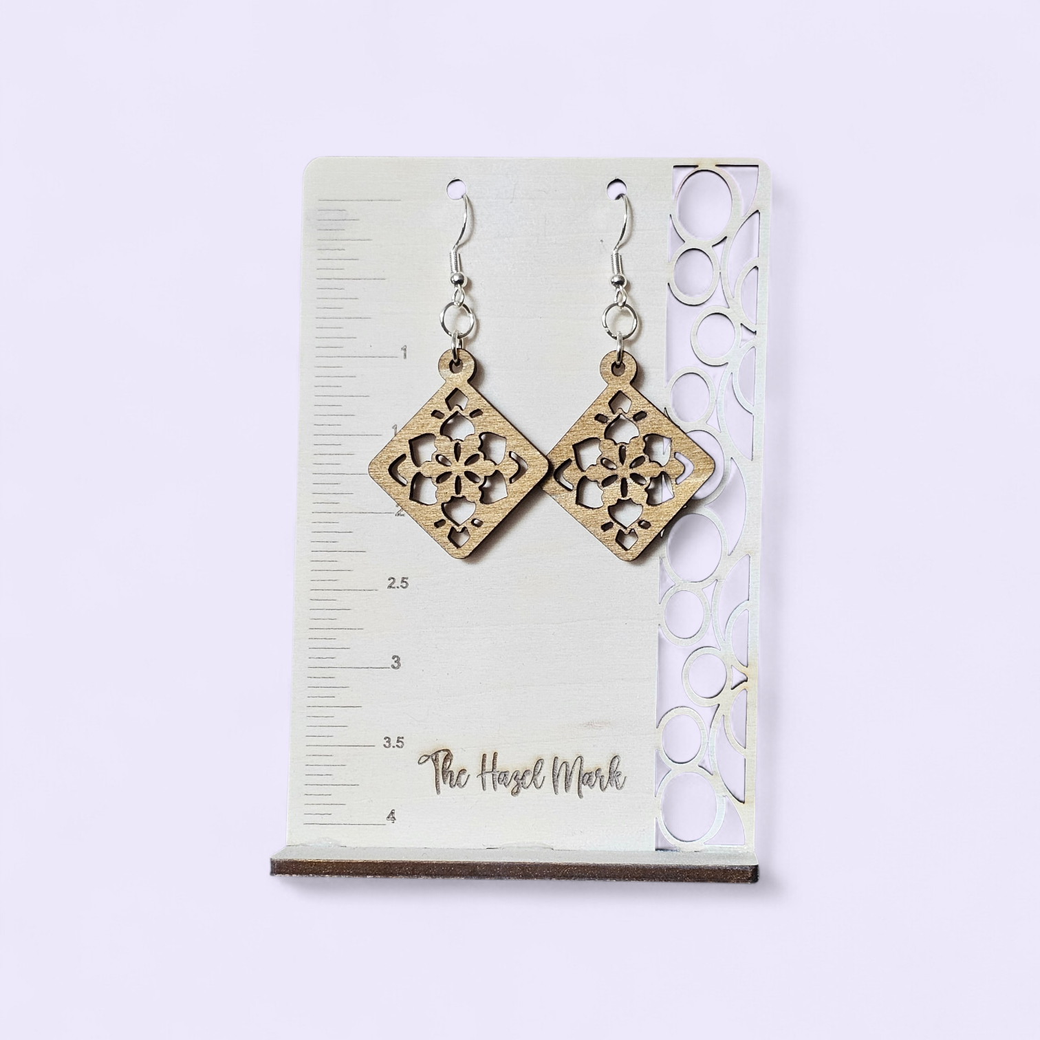 Laser-Cut Floral Mandala Wood Earrings