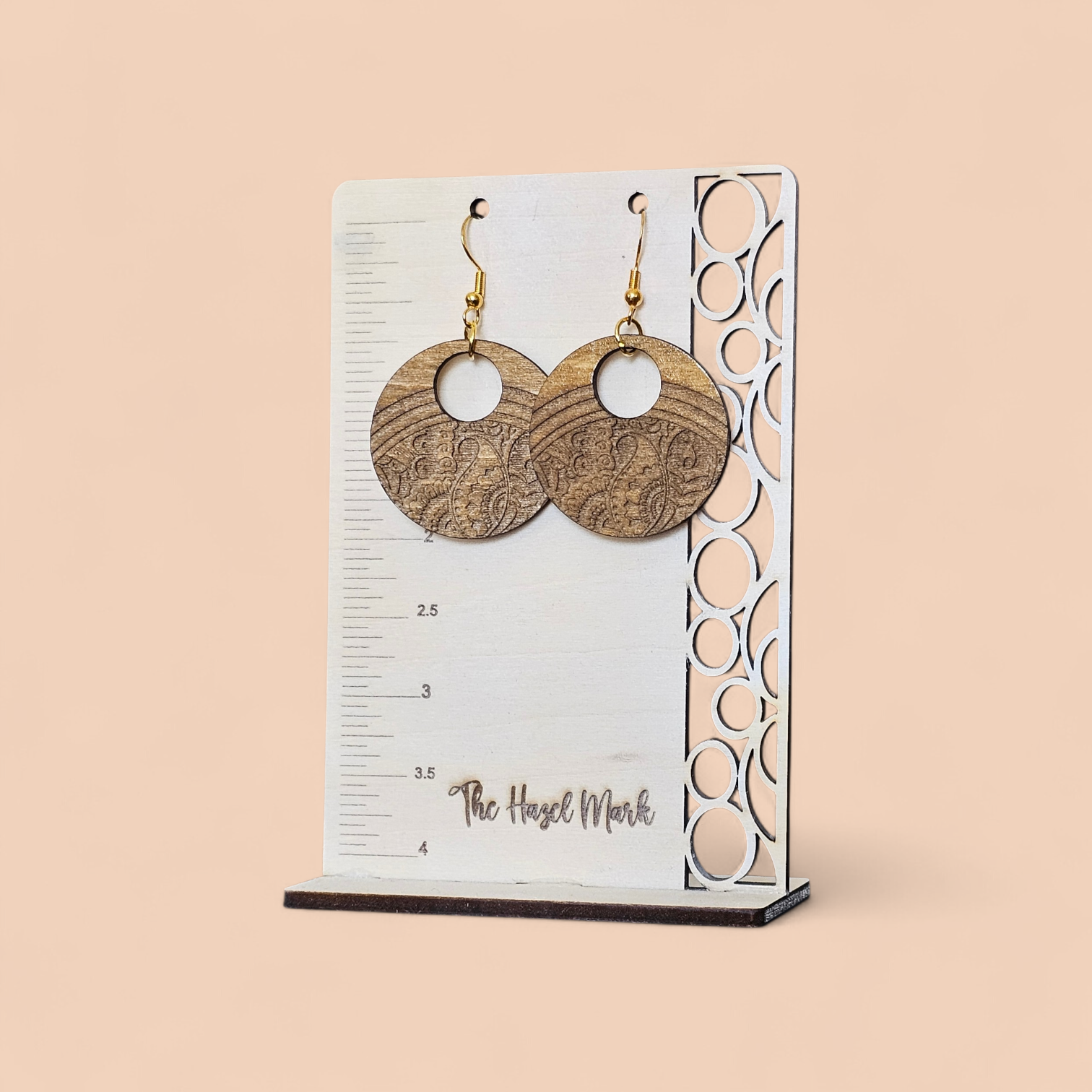 Paisley Wooden Medallion Dangle Earrings